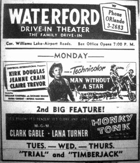 Waterford Drive-In Theatre - Old Ad